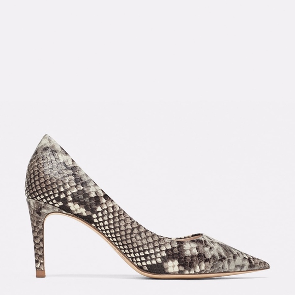 snakeskin mid heels